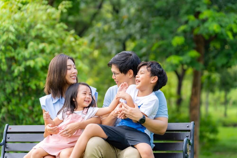 happy family in the park